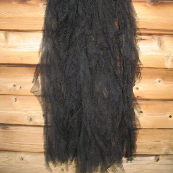 MAC DUGGAL 27532 Black Strapless Bustier Net Gown With Spiral Ruffles - Picture 12 of 13